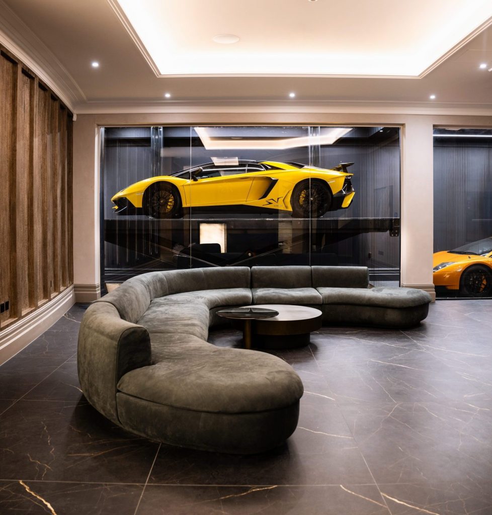 Garage to basement car lift in luxury villa in Dubai